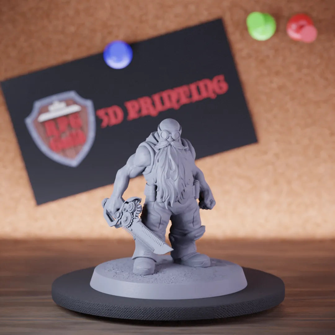 Highly detailed artificer lesser dwarf sword flying miniature of DwarfSteampunk, perfect for DnD 5e encounters, fantasy tabletop RPG campaigns, painting and display.