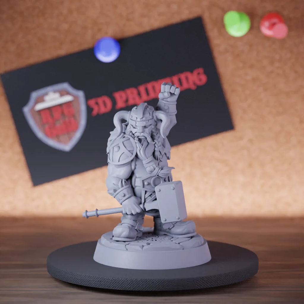 Highly detailed fighter dwarf viking northman miniature of Dwarf, perfect for DnD 5e encounters, fantasy tabletop RPG campaigns, painting and display.