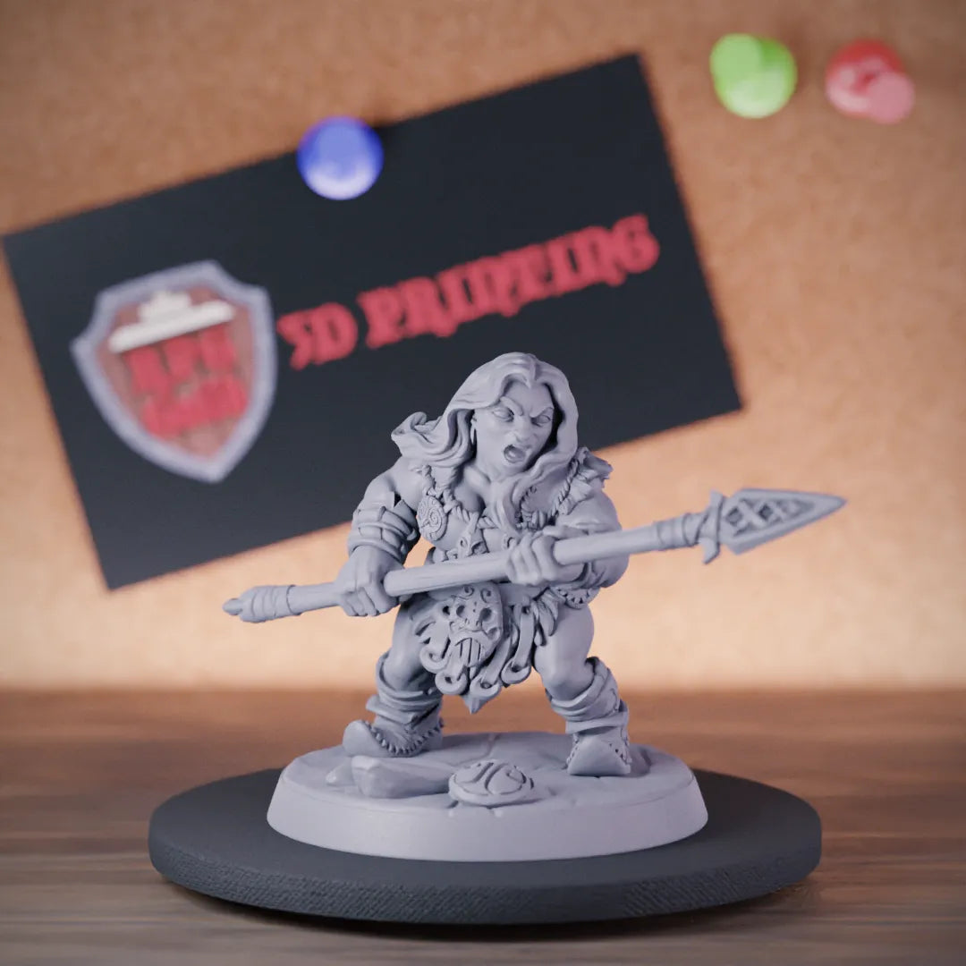 Dwarf 5e | DnD Female Dwarf Fighter Spear Wielding Miniature