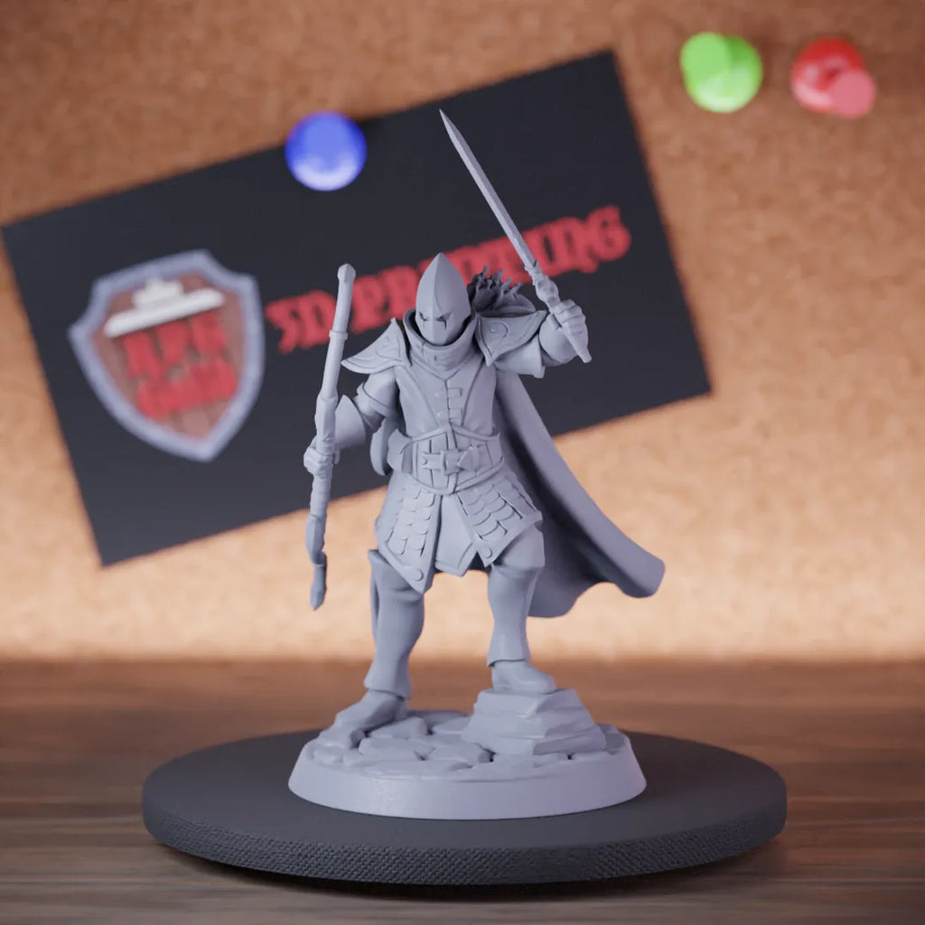 Highly detailed ranger elf high elite sword bow miniature, perfect for DnD 5e encounters, fantasy tabletop RPG campaigns, painting and display.