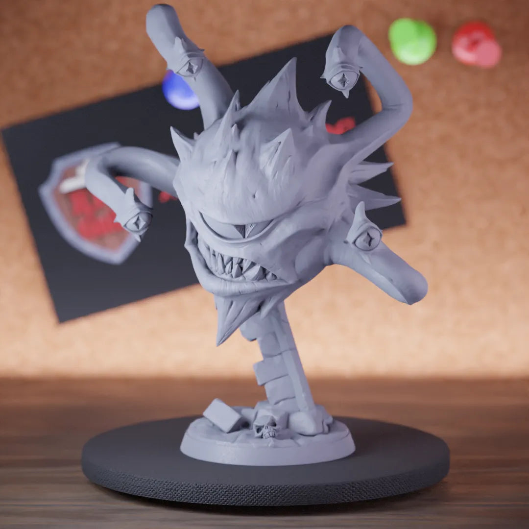 Highly detailed scary eye stalker beholder miniature of Eye, perfect for DnD 5e encounters, fantasy tabletop RPG campaigns, painting and display.