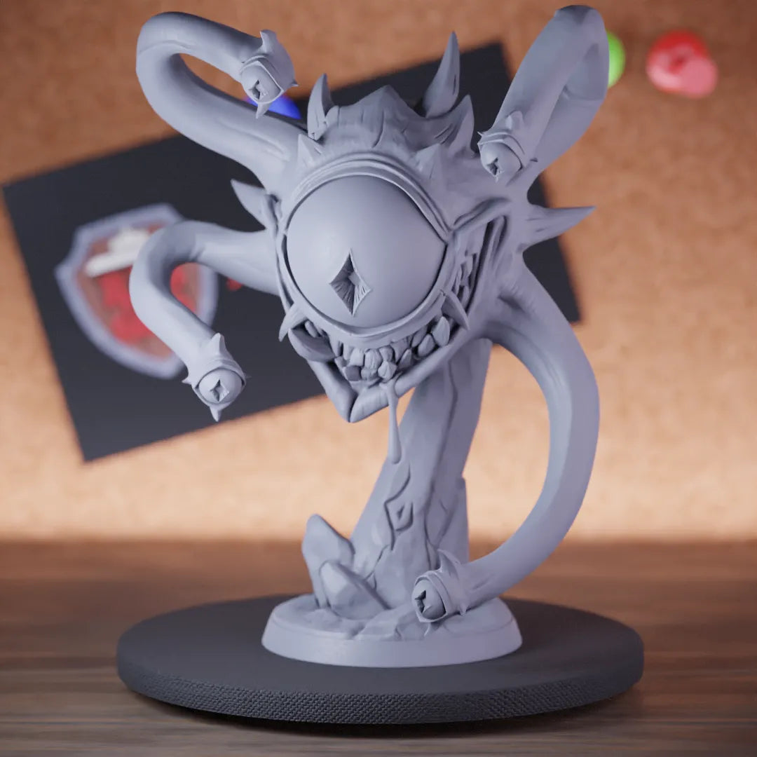 Highly detailed eye tyrant beholder miniature of Eye, perfect for DnD 5e encounters, fantasy tabletop RPG campaigns, painting and display.