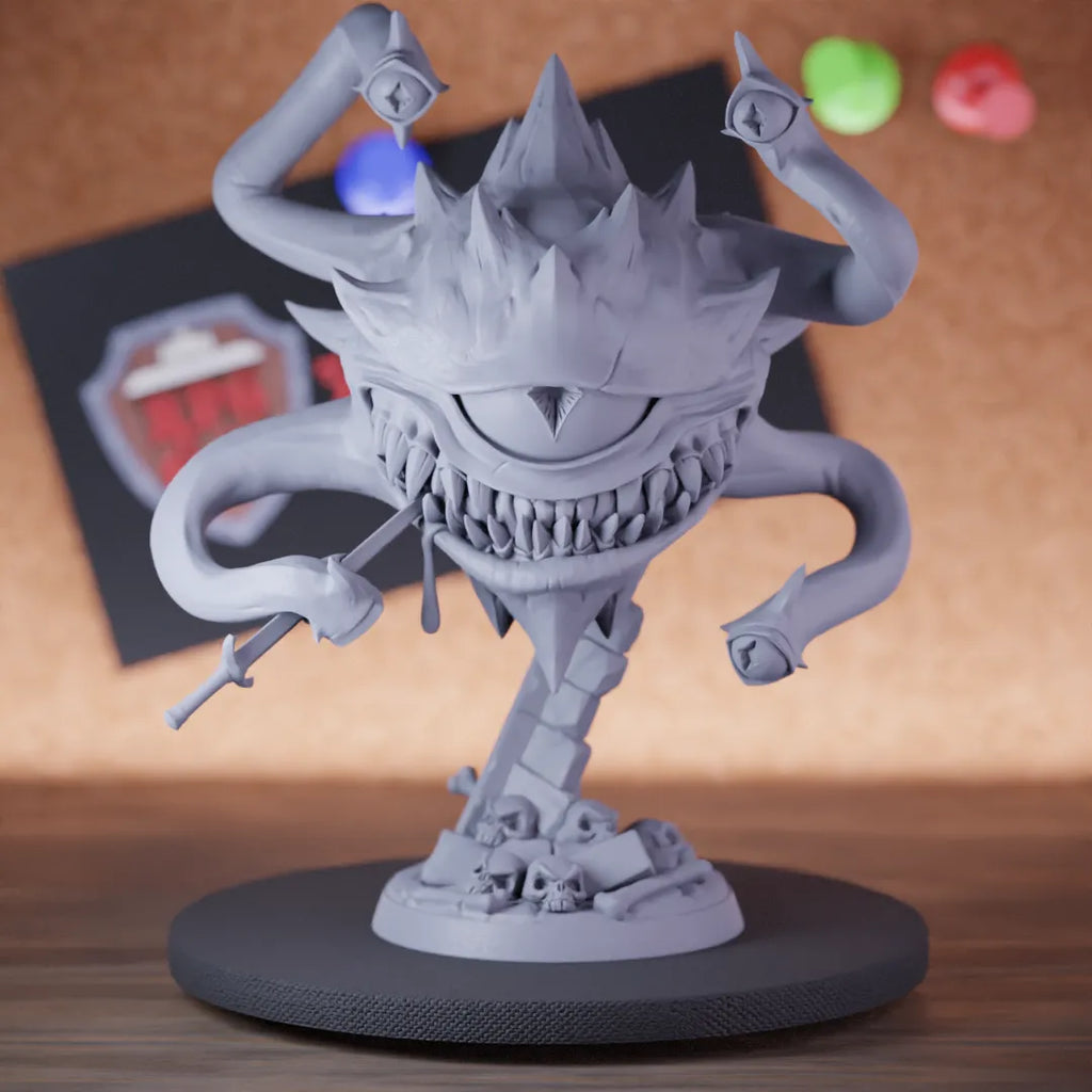 Highly detailed hungry eye beholder miniature of Eye, perfect for DnD 5e encounters, fantasy tabletop RPG campaigns, painting and display.