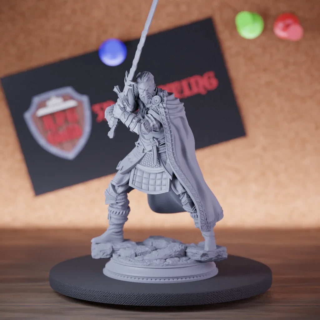 Highly detailed fighter human paladin sword miniature of Field, perfect for DnD 5e encounters, fantasy tabletop RPG campaigns, painting and display.