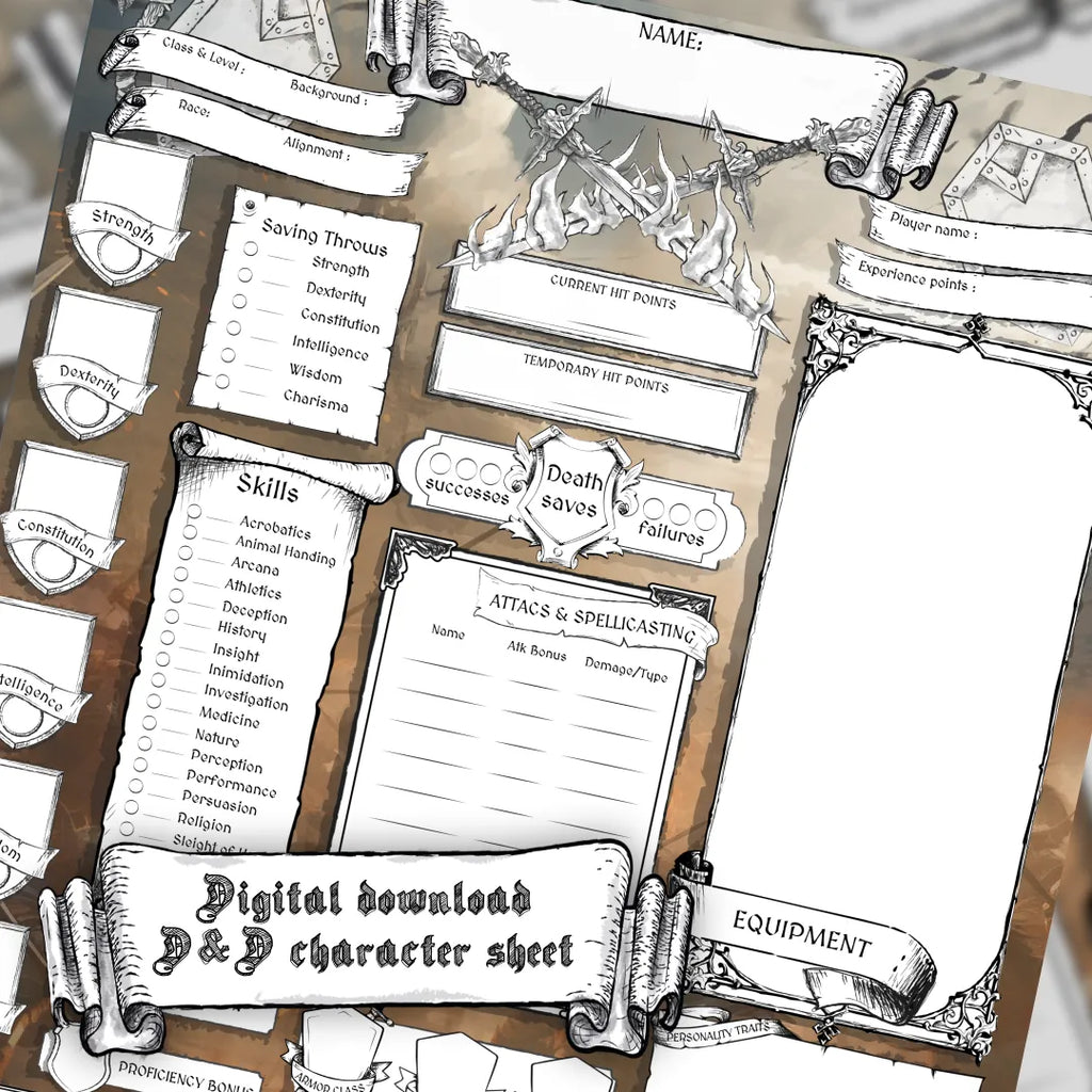 Printable DnD Character Sheet 5e PDF - Fighter | RPG Guild