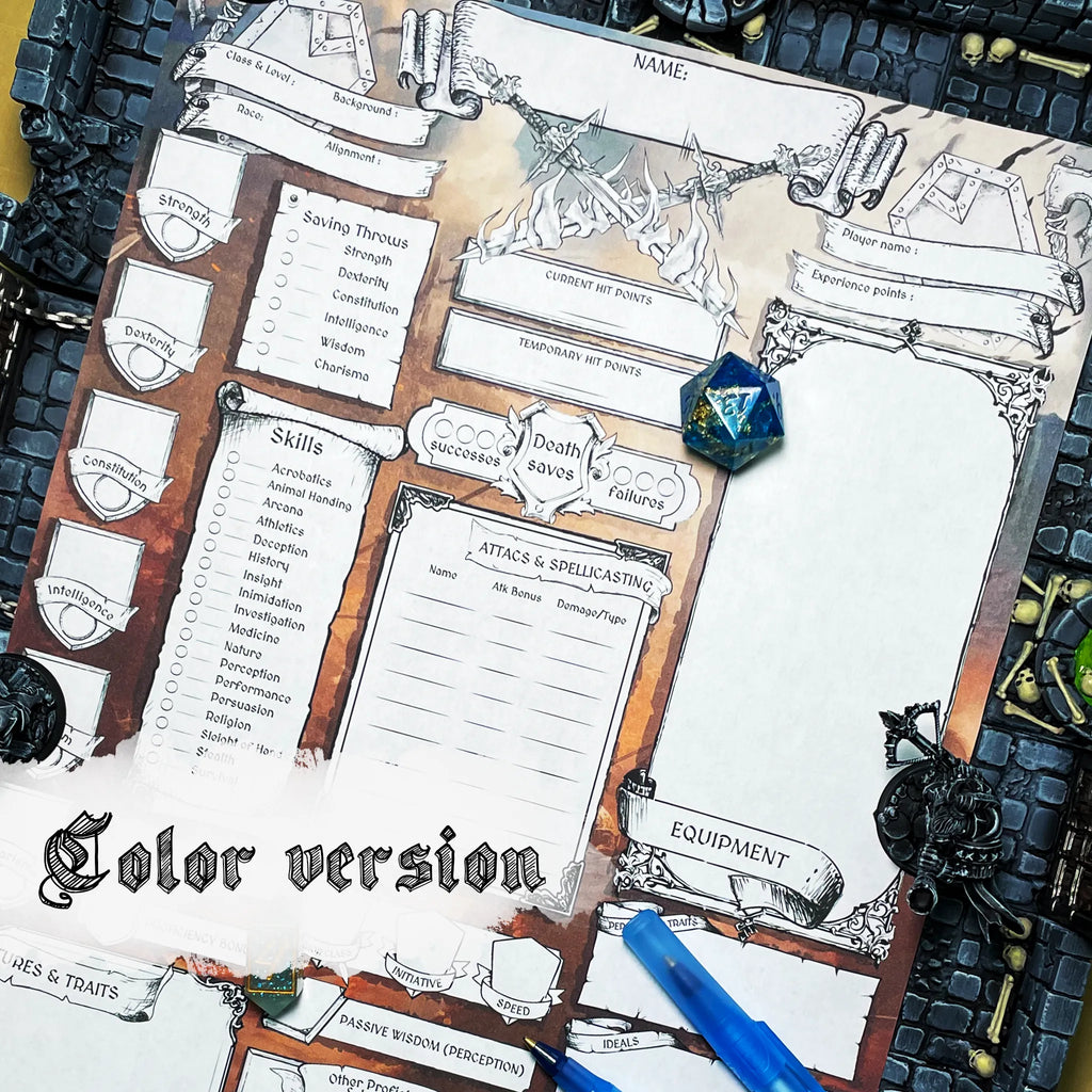 Printable DnD Character Sheet 5e PDF - Fighter | RPG Guild