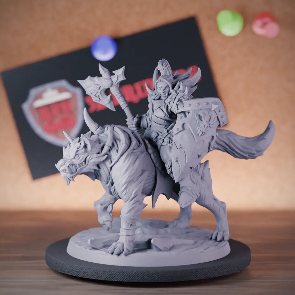 Orc 5e | DnD Female Orc Worg Rider Miniature