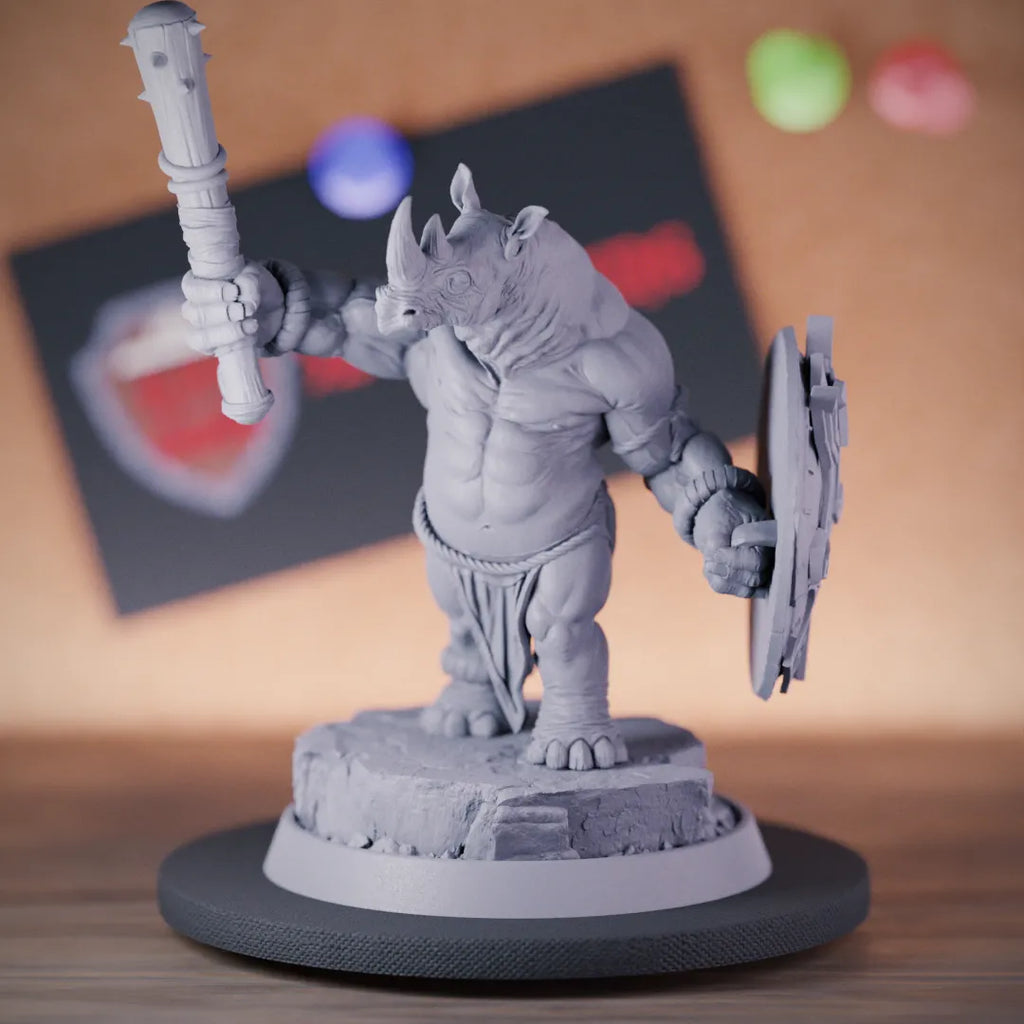 Rhinofolk 5e | DnD Rhinofolk Gladiator Warrior Miniature