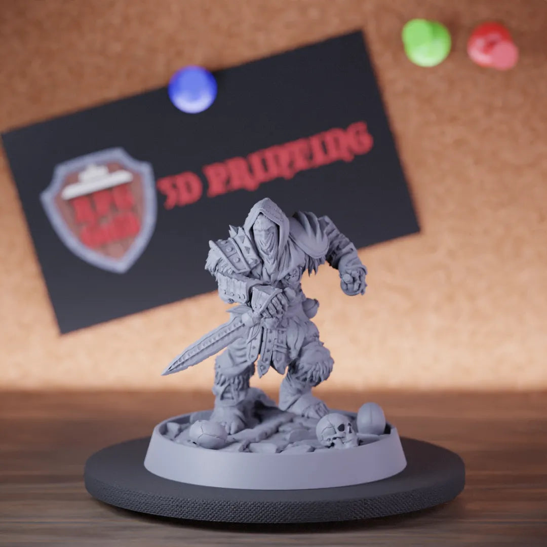 Highly detailed rogue hobgoblin assasin dagger miniature of General, perfect for DnD 5e encounters, fantasy tabletop RPG campaigns, painting and display.