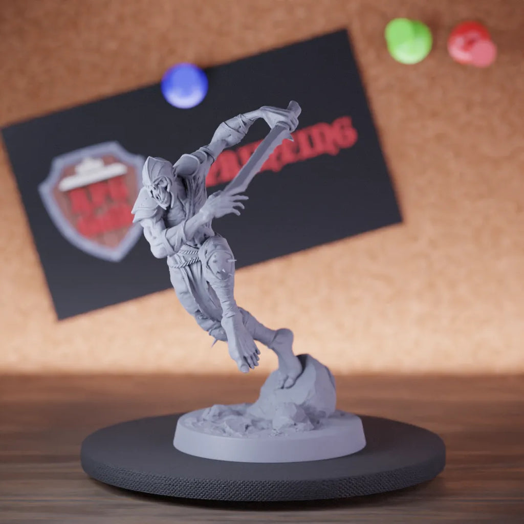 Highly detailed undead ghoul zombie attacking miniature of GhoulRavager, perfect for DnD 5e encounters, fantasy tabletop RPG campaigns, painting and display.