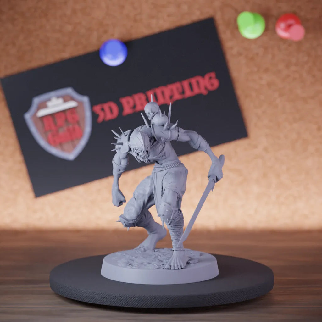 Highly detailed undead ghoul zombie standing miniature of GhoulRavager, perfect for DnD 5e encounters, fantasy tabletop RPG campaigns, painting and display.