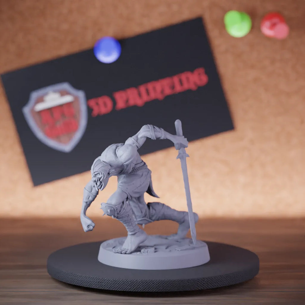 Highly detailed undead ghoul zombie assasin sneaking miniature of GhoulRavager, perfect for DnD 5e encounters, fantasy tabletop RPG campaigns, painting and display.