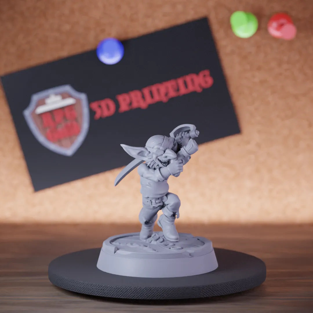 Highly detailed pirate lesser goblin rum carrying miniature of Goblin, perfect for DnD 5e encounters, fantasy tabletop RPG campaigns, painting and display.
