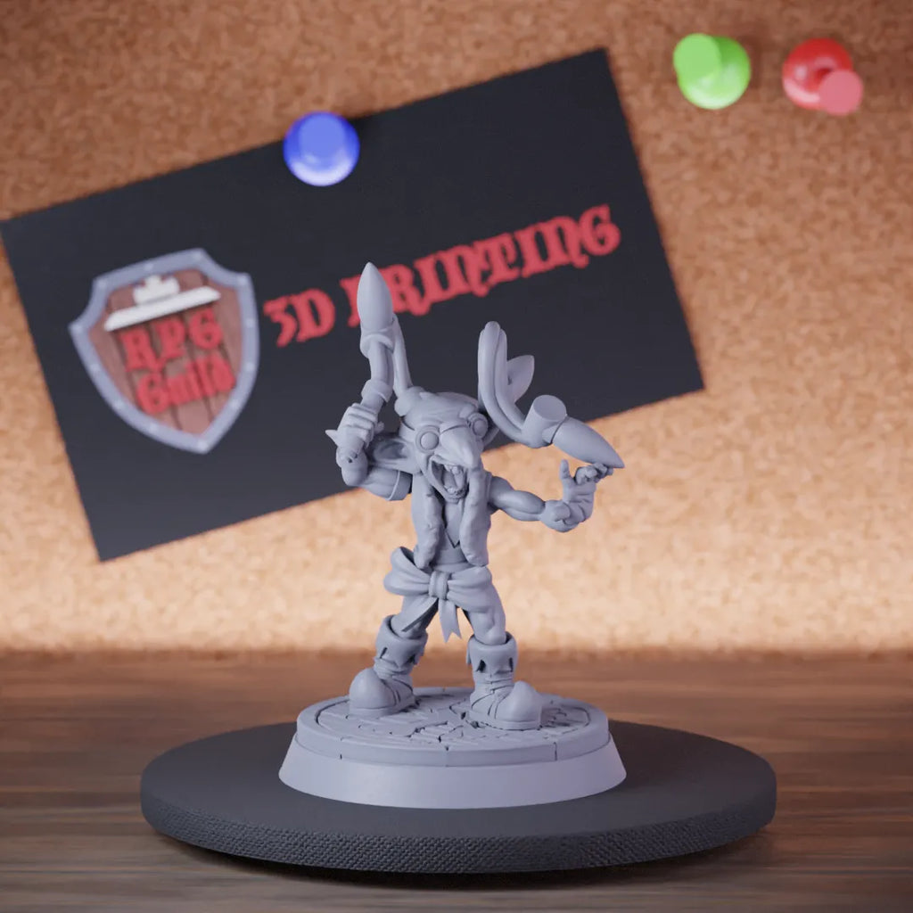 Highly detailed goblin christmas light whip miniature of Goblin, perfect for DnD 5e encounters, fantasy tabletop RPG campaigns, painting and display.
