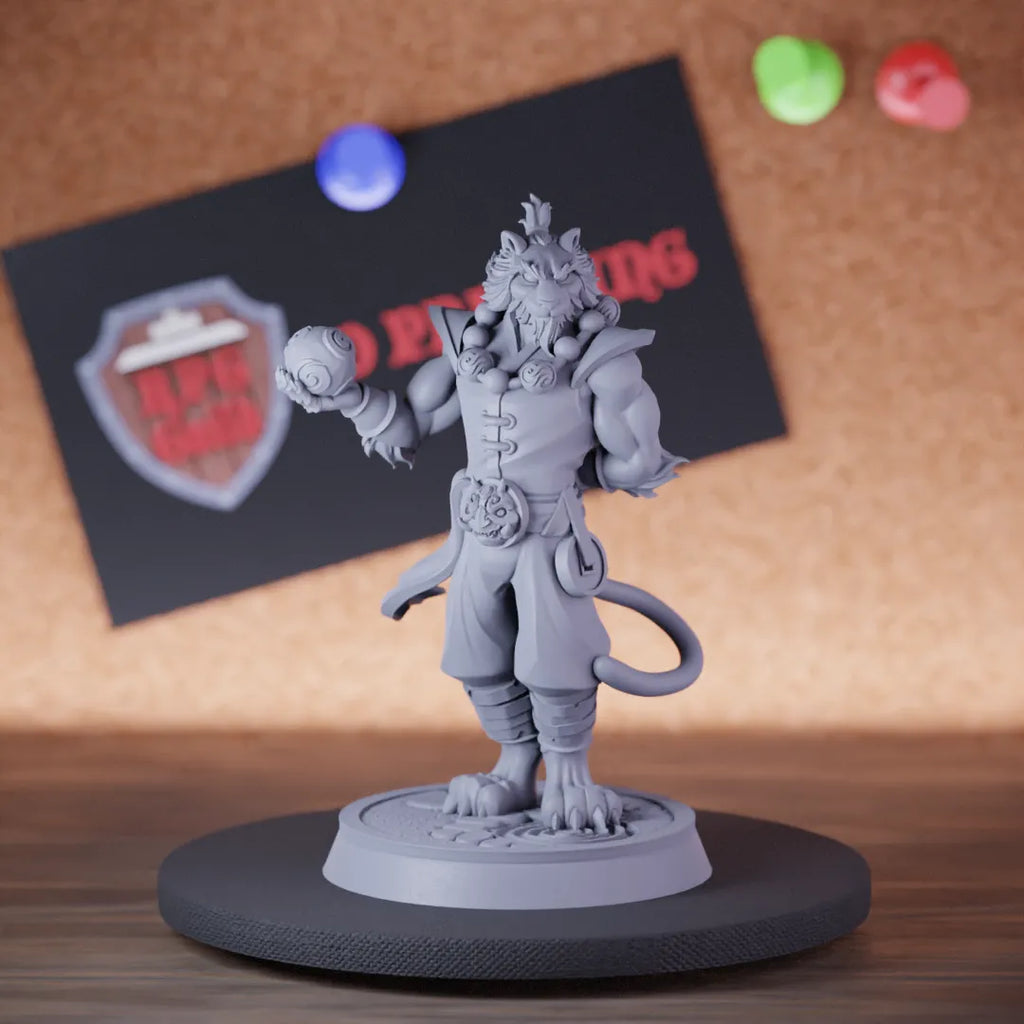Highly detailed monk tiger grand master miniature of Grand, perfect for DnD 5e encounters, fantasy tabletop RPG campaigns, painting and display.