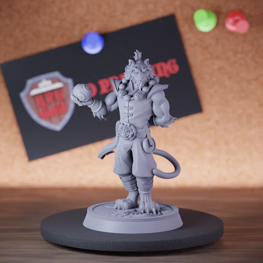 Highly detailed monk tiger grand master miniature of Grand, perfect for DnD 5e encounters, fantasy tabletop RPG campaigns, painting and display.