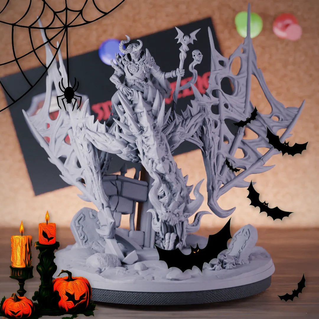 Dragon 5e | Miniature de dragon mort-vivant avec cavalier de D&D