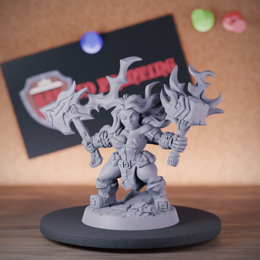 Dwarf 5e | DnD Female Dwarf Fire Warrior Miniature