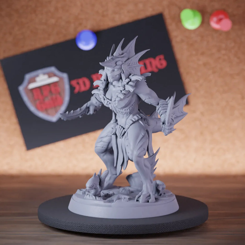 Sahuagin 5e | DnD Female Warrior Sword Miniature