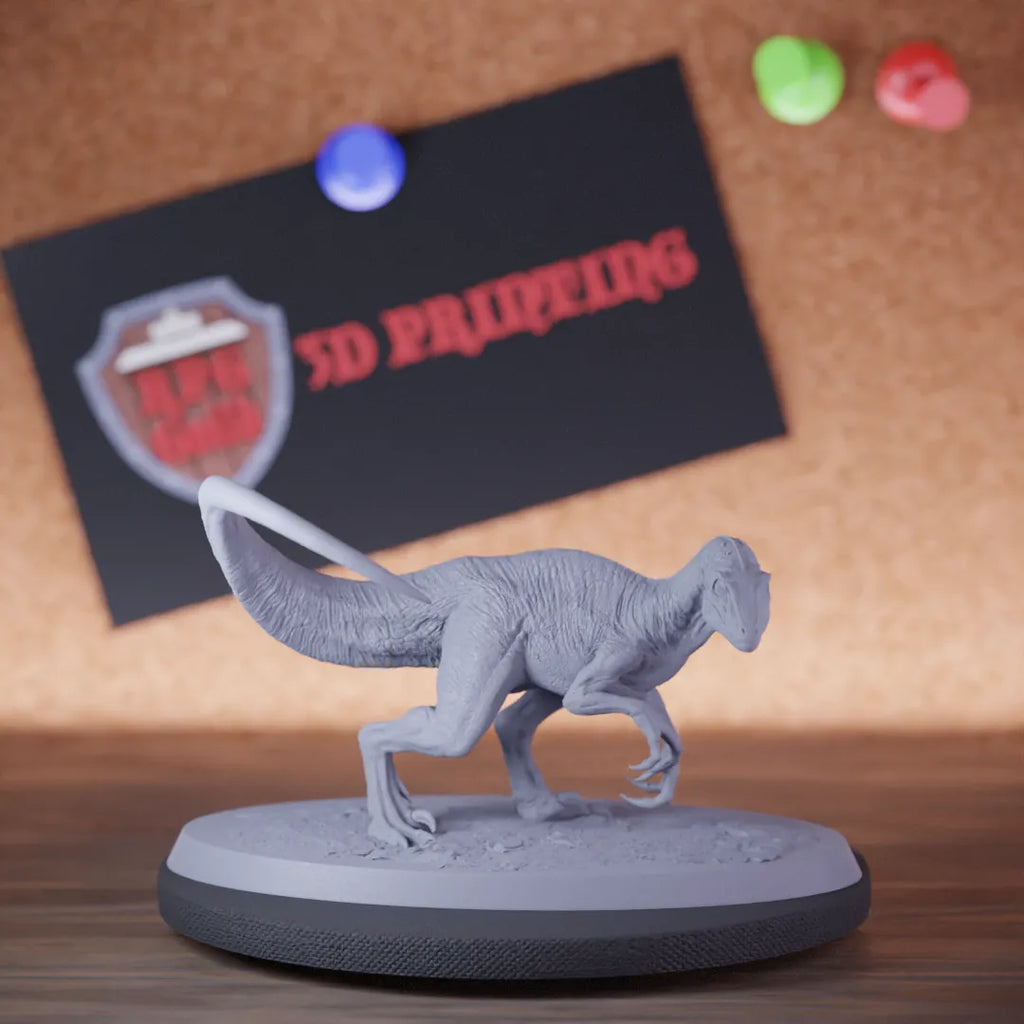 Highly detailed reptile velociraptor animal miniature of JurassicVelociraptor, perfect for DnD 5e encounters, fantasy tabletop RPG campaigns, painting and display.