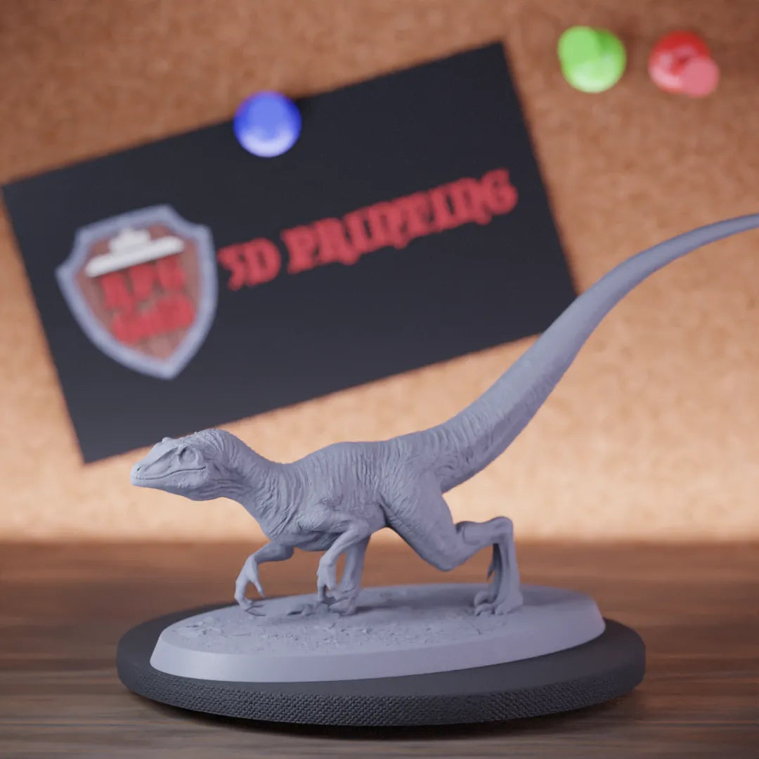 Highly detailed jurassic reptile velociraptor animal miniature of JurassicVelociraptor, perfect for DnD 5e encounters, fantasy tabletop RPG campaigns, painting and display.