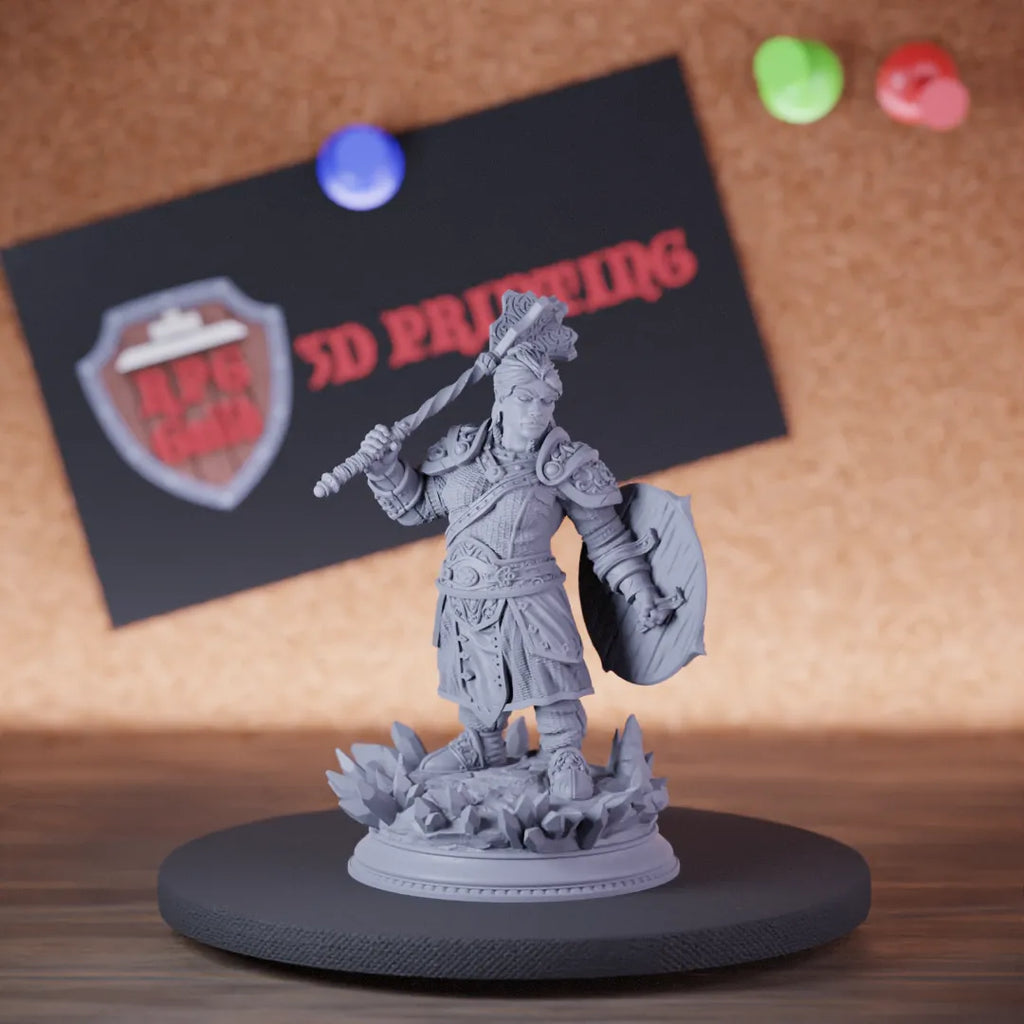 Dwarf 5e | DnD Female Dwarf Warrior Mace Miniature