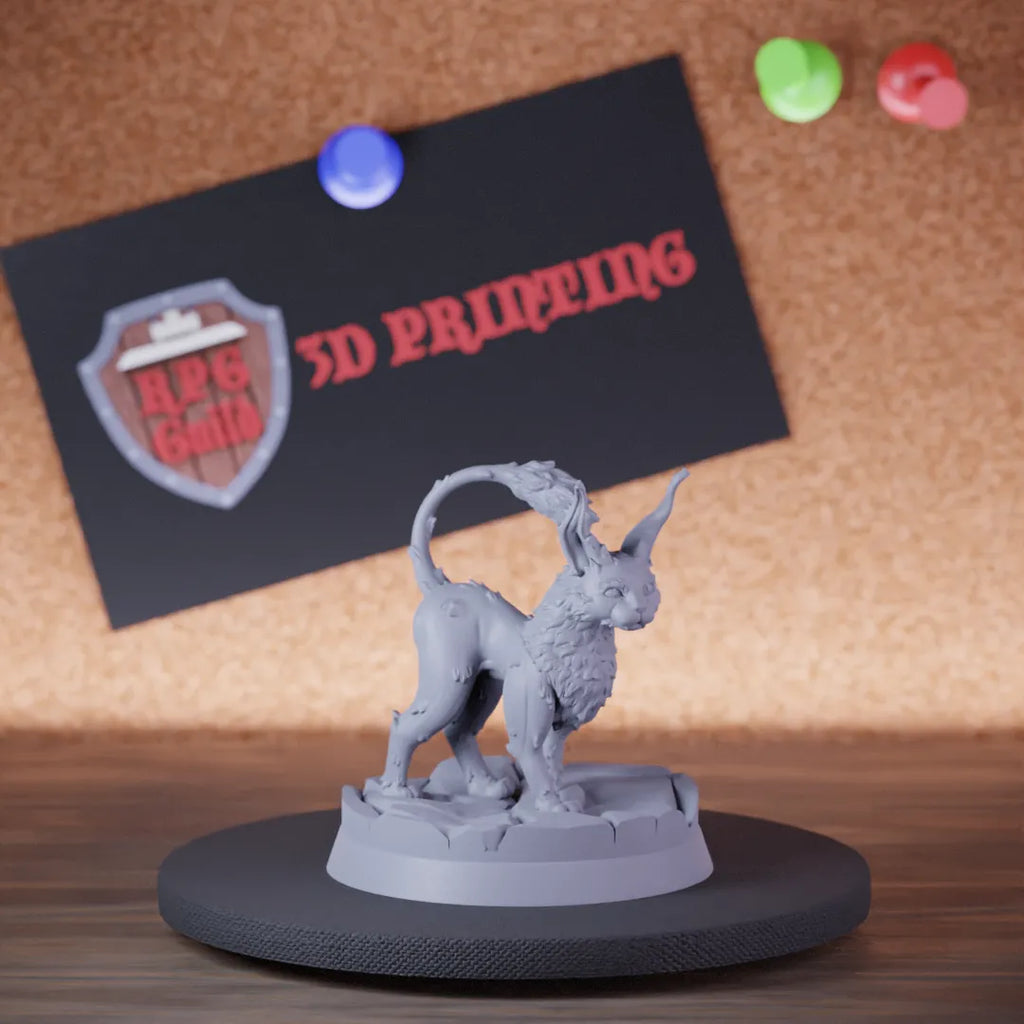 Highly detailed beast kneazle companion miniature of Kneazle, perfect for DnD 5e encounters, fantasy tabletop RPG campaigns, painting and display.