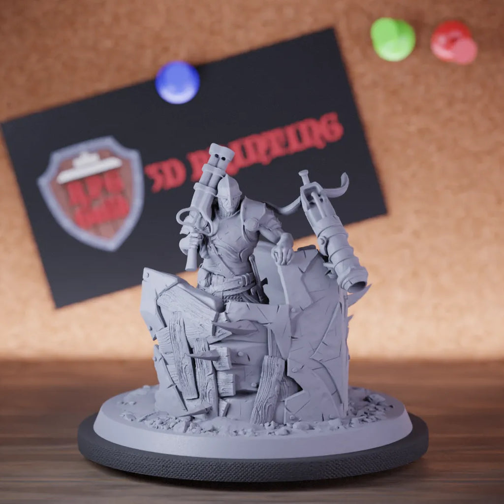 Highly detailed fighter human knight chief miniature of KnightOfValor, perfect for DnD 5e encounters, fantasy tabletop RPG campaigns, painting and display.