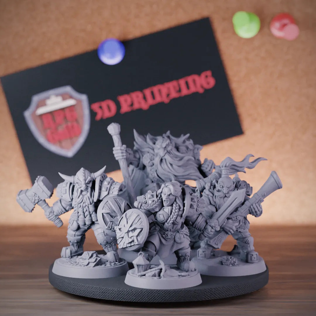 Dwarf Set 5e | DnD Set of 4 Miniatures