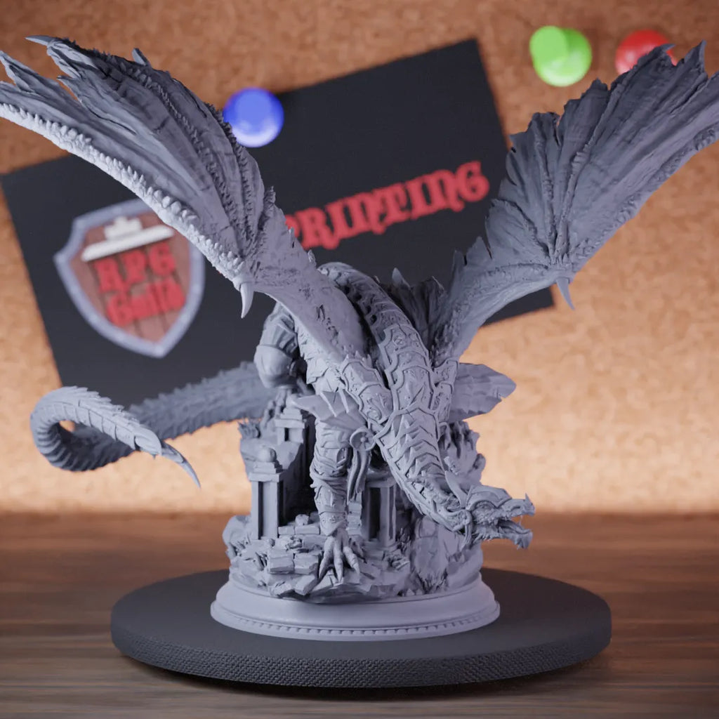 Highly detailed dragon boss armored miniature of Kuriazor, perfect for DnD 5e encounters, fantasy tabletop RPG campaigns, painting and display.