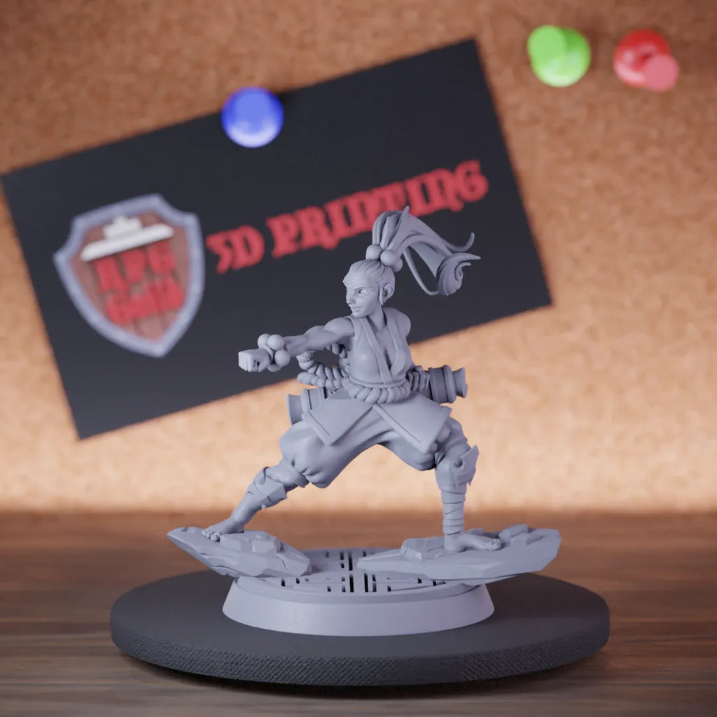 Highly detailed female monk human karate master miniature of Lira, perfect for DnD 5e encounters, fantasy tabletop RPG campaigns, painting and display.