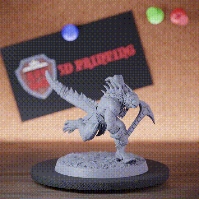 Lizardfolk 5e | DnD Elite Lizardman Ice Axe Barbarian Miniature