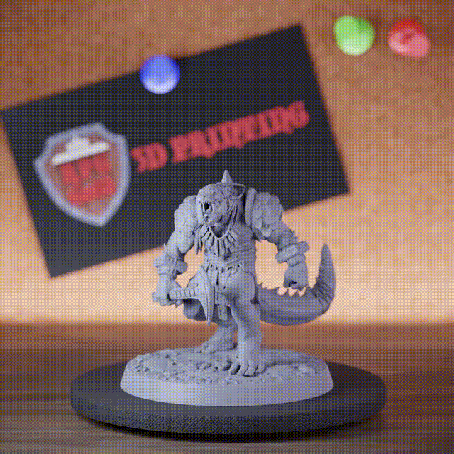 Lizardfolk 5e | DnD Elite Lizardman Axe Barbarian Miniature