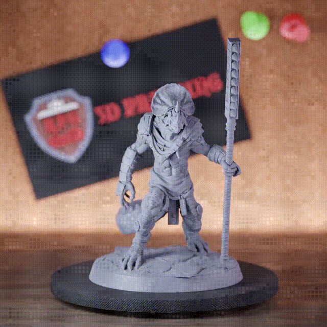 Grimscale 5e | DnD Echsenmenschen-Speerkämpfer-Wächter-Miniatur 
