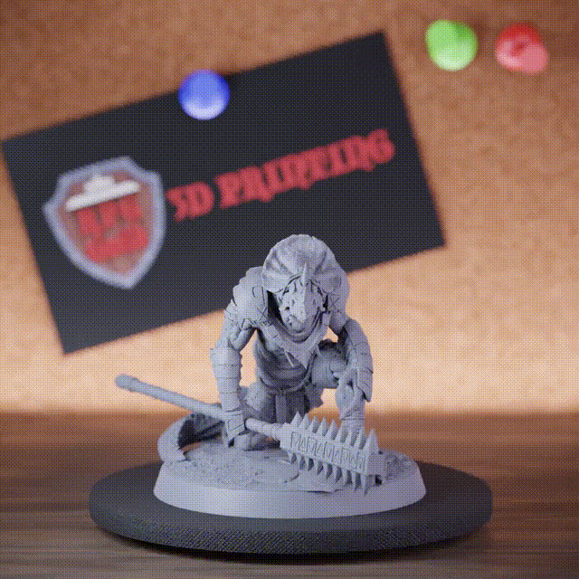 Grimscale 5e | DnD Echsenmenschen-Speerjäger-Miniatur 