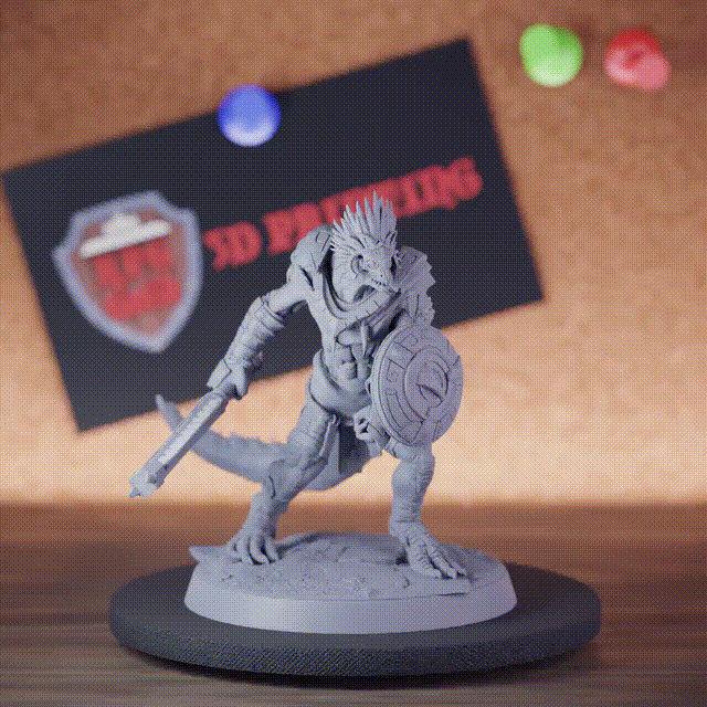 Grimscale 5e | DnD Standing Sword Lizardman Miniature