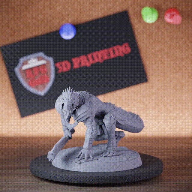 Grimscale 5e | DnD Lizardman Sword Track Miniature