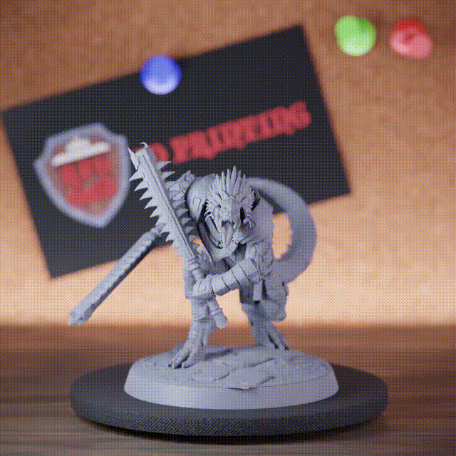Grimscale 5e | DnD Doppelte Wilde Echsenmenschen-Miniatur