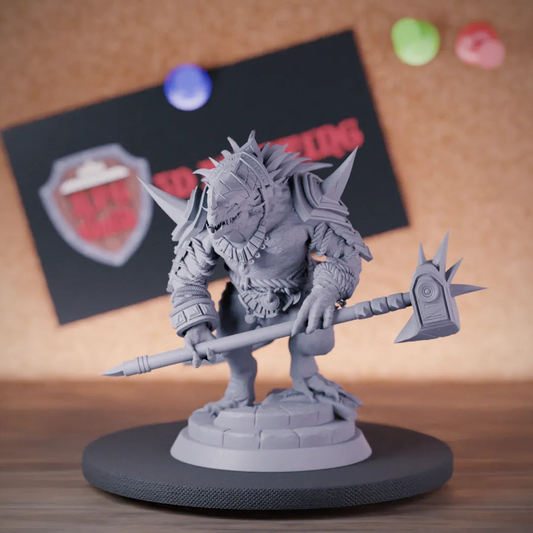 Lizardfolk 5e | DnD Lizardfolk Fighter Chief Miniature