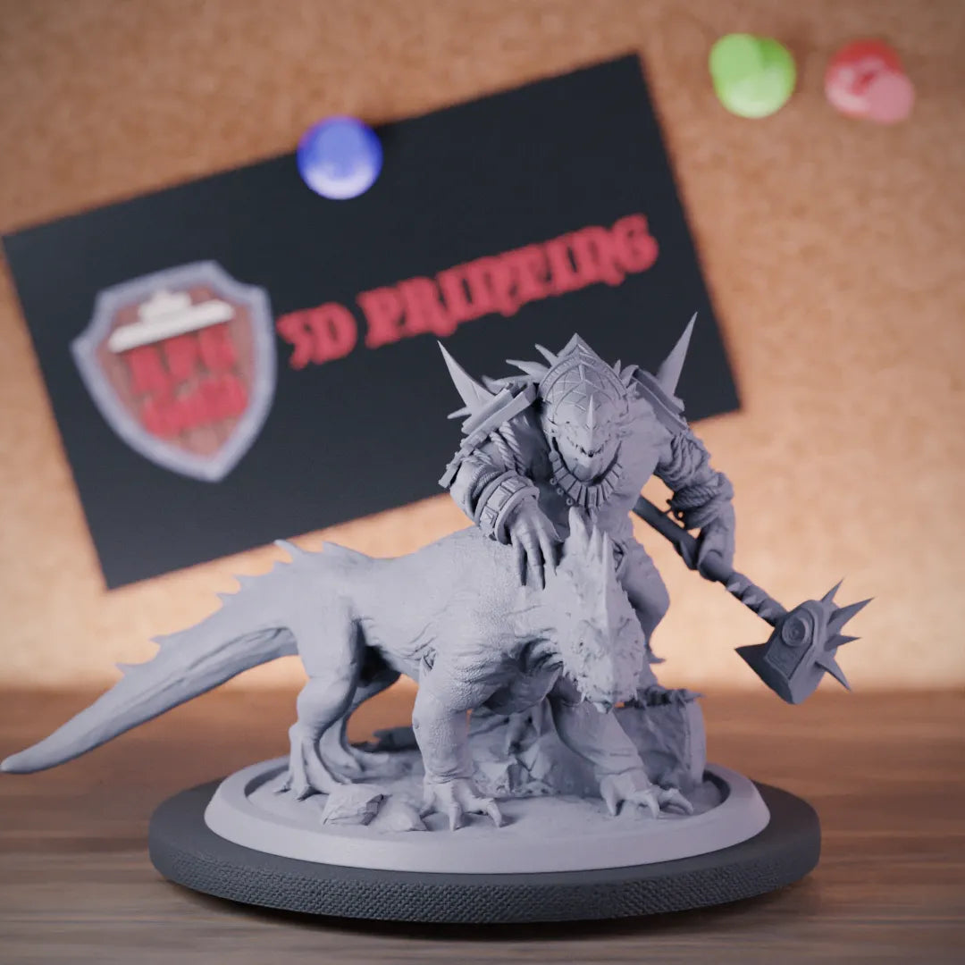 Lizardfolk 5e | DnD Lizardfolk Warrior Beastmaster Miniature | RPG Guild
