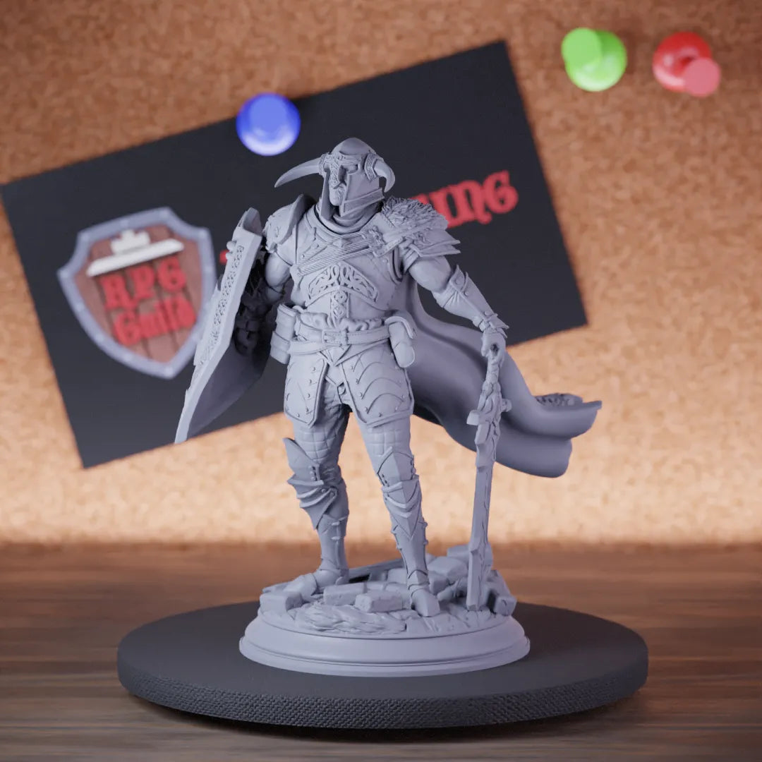 Highly detailed fighter knight viking general miniature of Lizarin, perfect for DnD 5e encounters, fantasy tabletop RPG campaigns, painting and display.