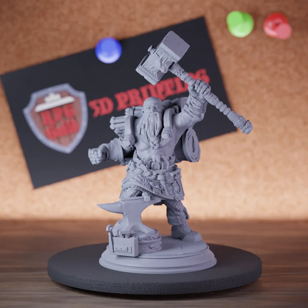 Dwarf 5e | DnD Dwarf Blacksmith Hammer Npc Miniature