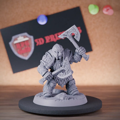 Dwarf 5e | DnD Dwarf Fighter Axes Wielding Miniature