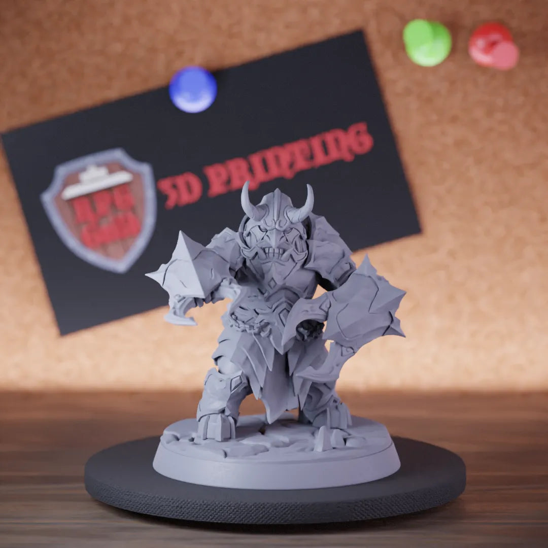 Highly detailed fighter warrior duergar miniature of Magmaforged, perfect for DnD 5e encounters, fantasy tabletop RPG campaigns, painting and display.