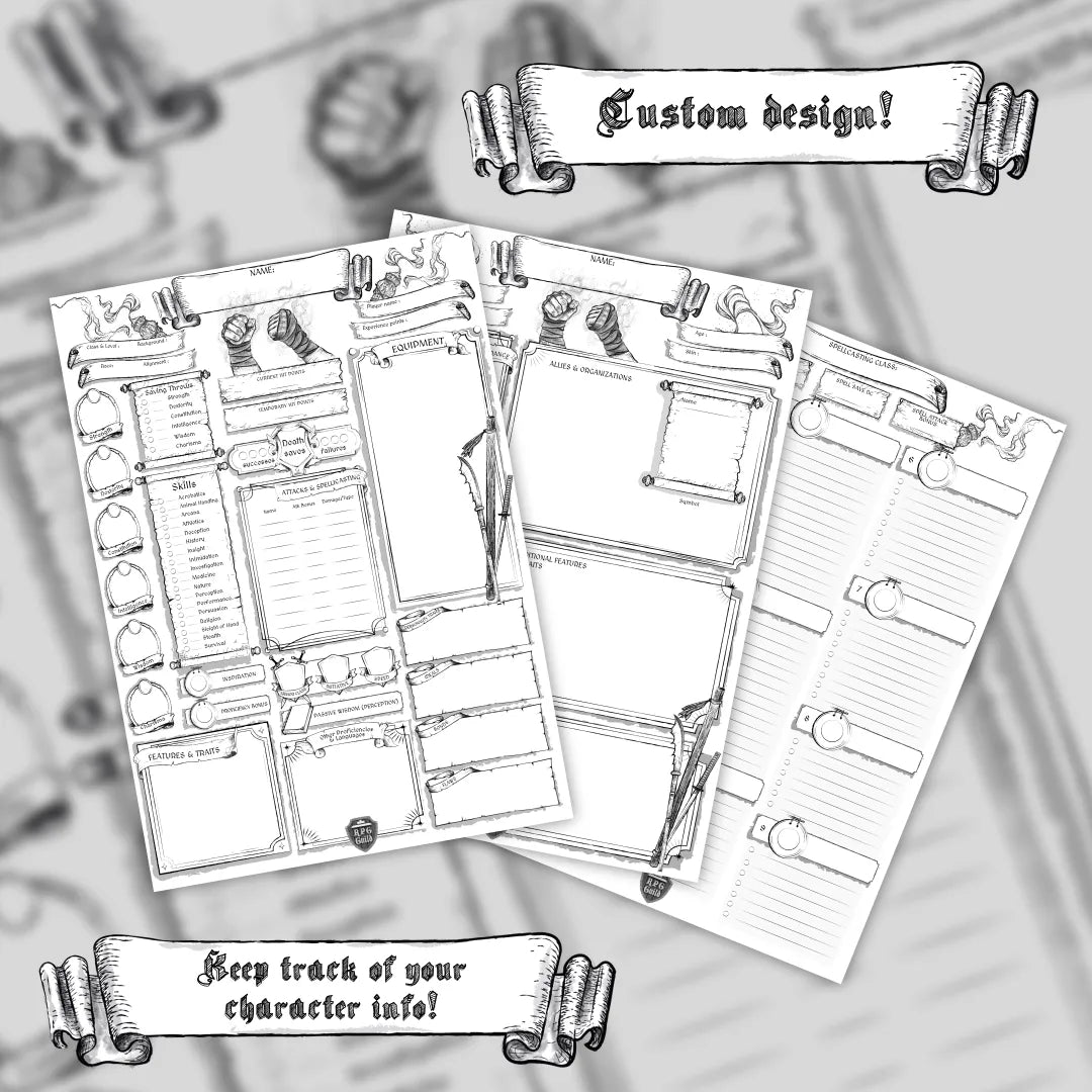 Printable DnD Character Sheet 5e PDF - Monk | RPG Guild