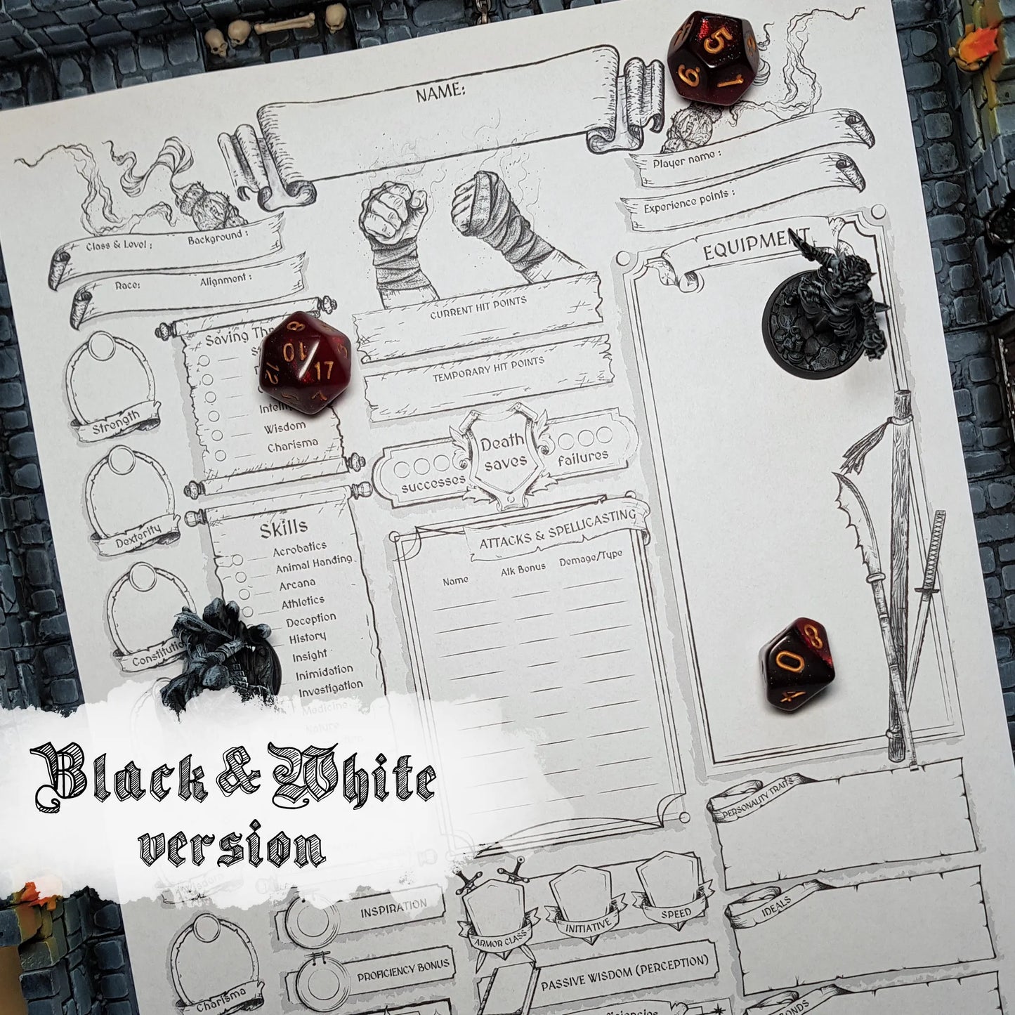 Printable DnD Character Sheet 5e PDF - Monk | RPG Guild