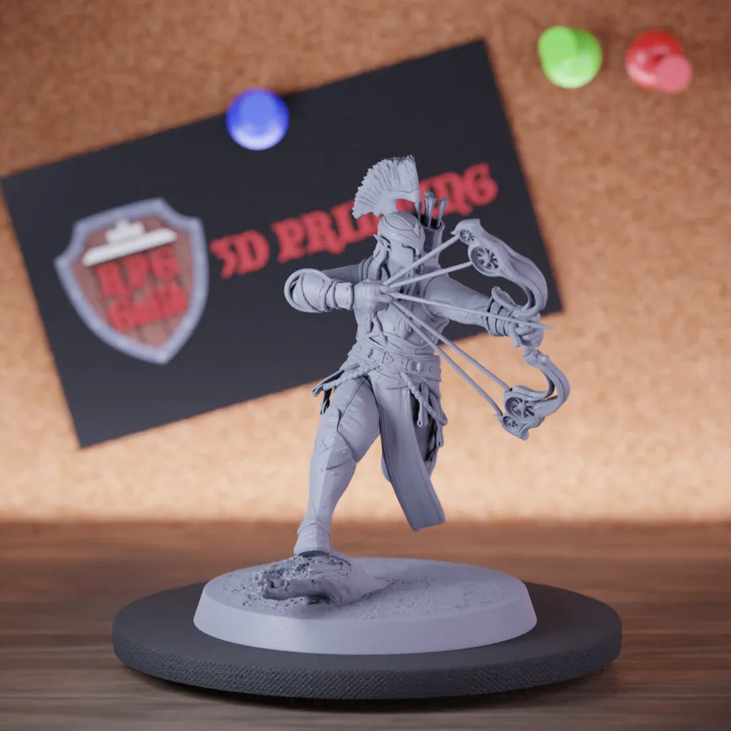 Highly detailed elf lesser moon bow miniature of MoonElfSentinel, perfect for DnD 5e encounters, fantasy tabletop RPG campaigns, painting and display.
