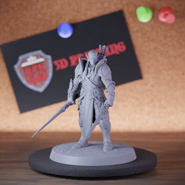 Elfe 5e | Miniature de Gardien à Double Épée Elfe Lunaire DnD