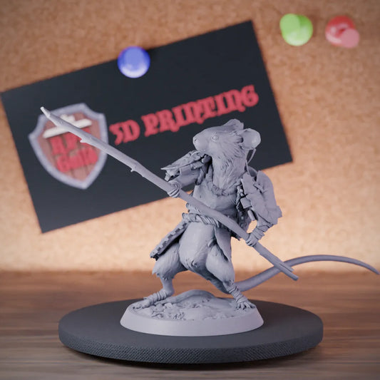 MouseFolk 5e | DnD Mousefolk Fighter Spearman Miniature