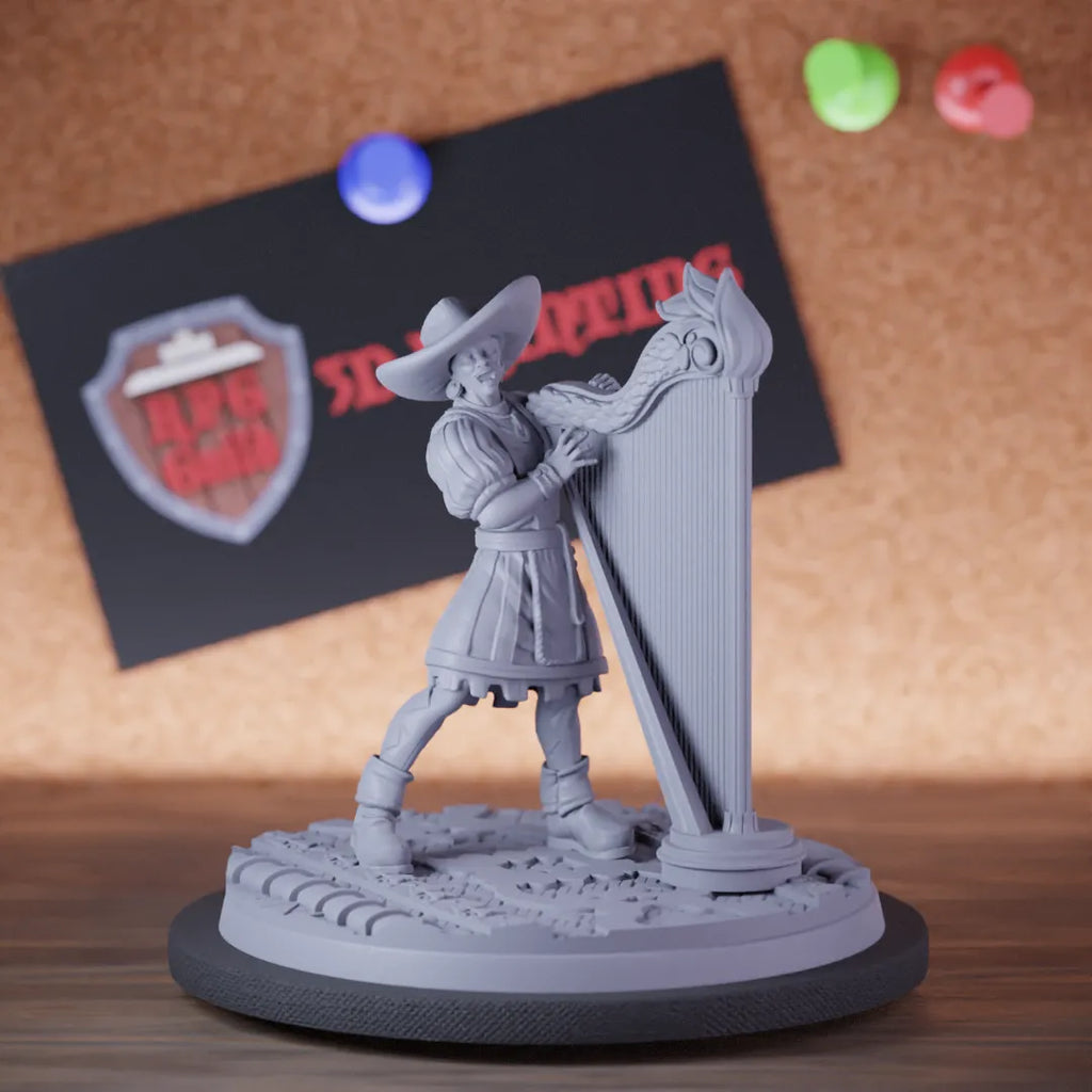 Human 5e | DnD Human Musician Harp Npc Miniature